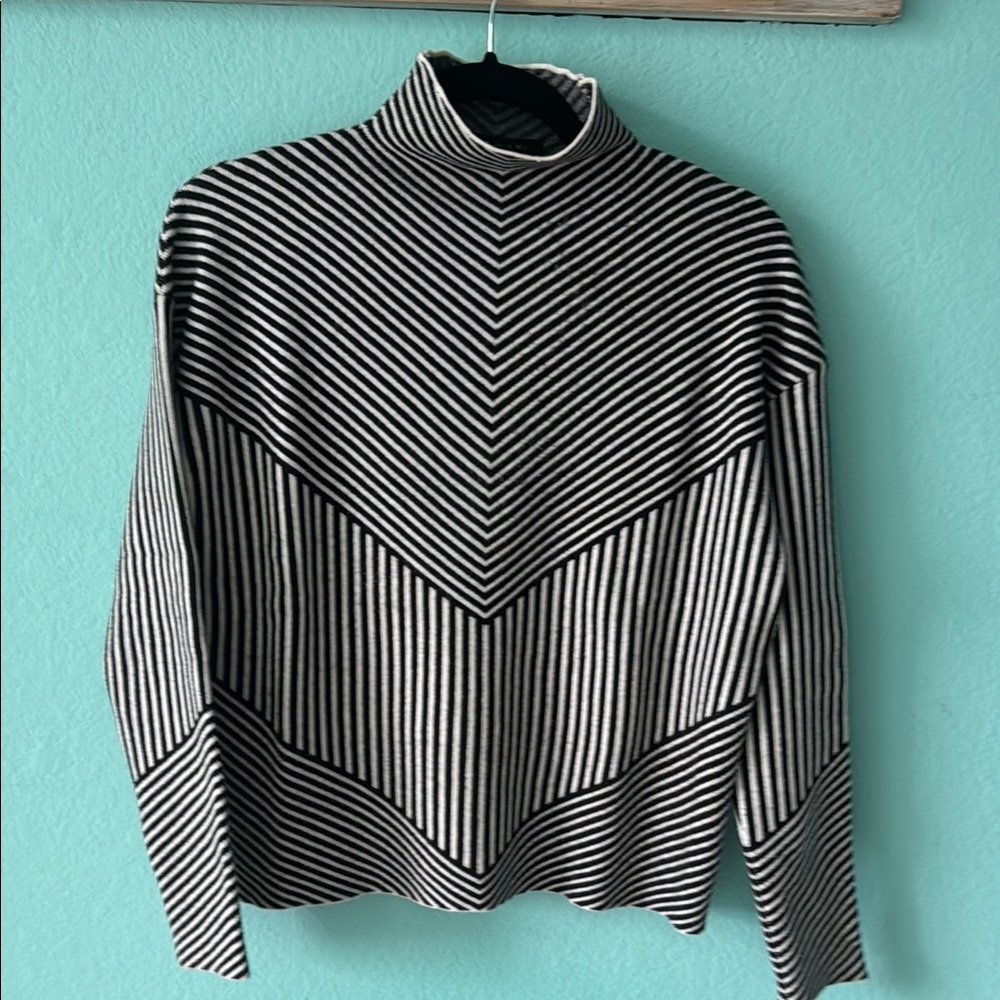 Tahari Black and White Striped Sweater